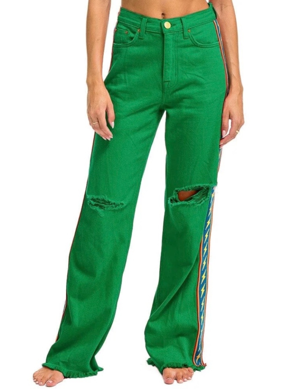 Aviator Nation NWT Bolt Stripe Hi Rise Wide-Leg Gypsy Jean (29) - Picture 8 of 16